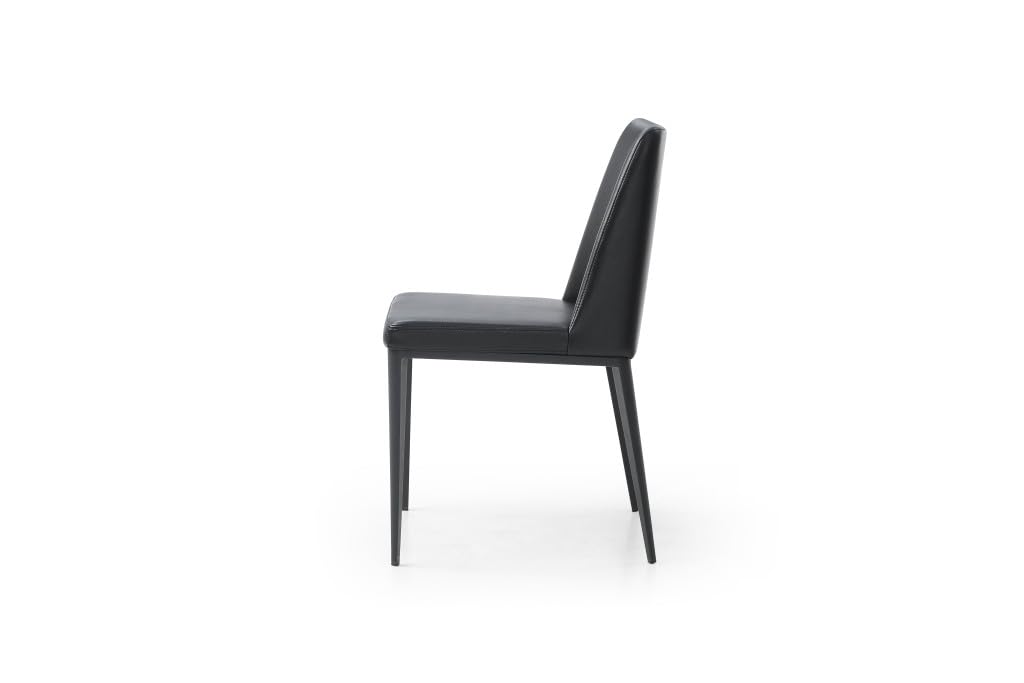 Black Faux Leather Metal Dining Parsons Chair E571