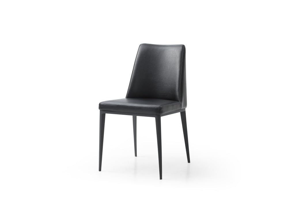 Black Faux Leather Metal Dining Parsons Chair E571