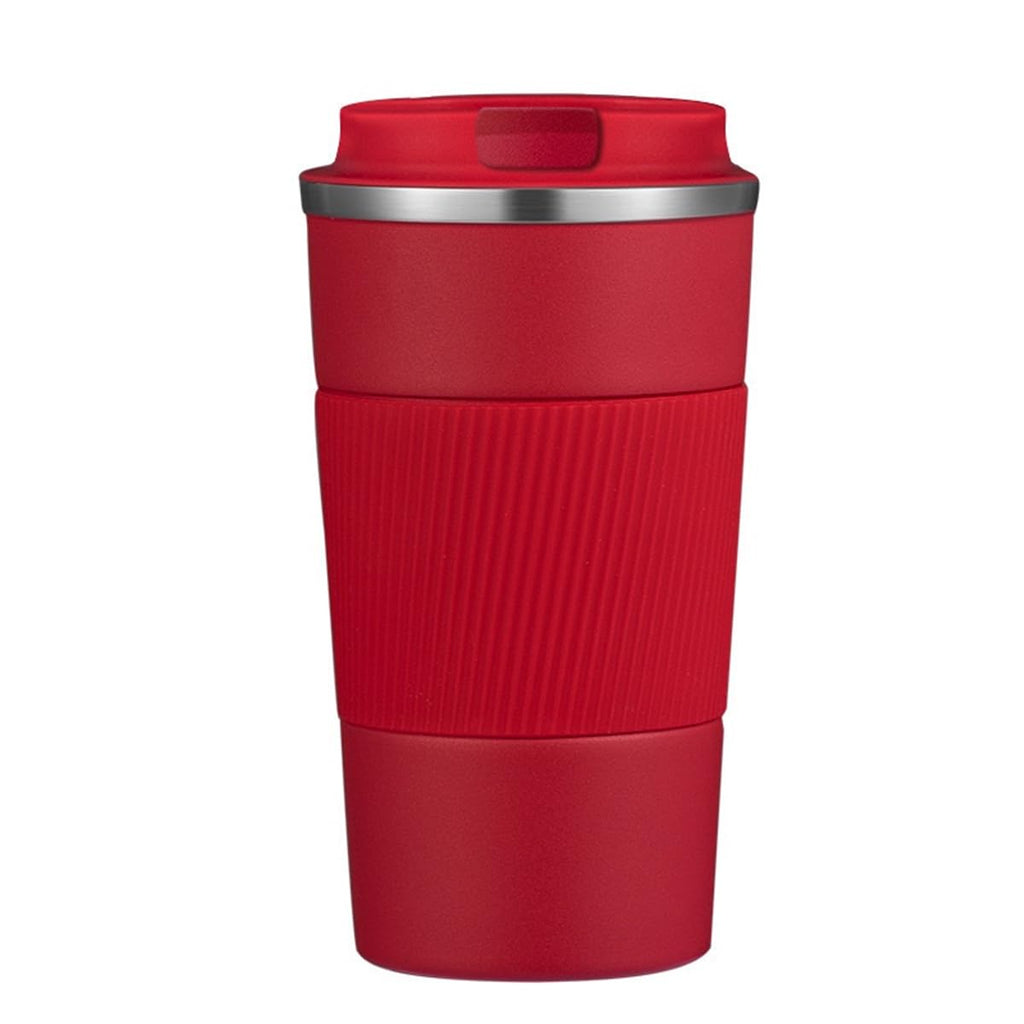 Stainless Steel Insulated Travel Coffee Mug Flip up Tumbler, Double wall Leak Proof Vacuum Cup Keep Drink Cold and Hot (Red, 17 Ounces) U212914