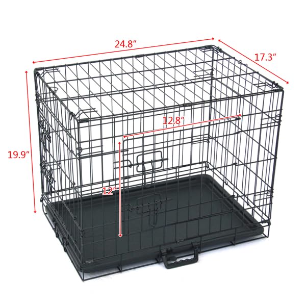 24-48 Inch Folding Dog Crate with Tray and Divider Panel Q253875