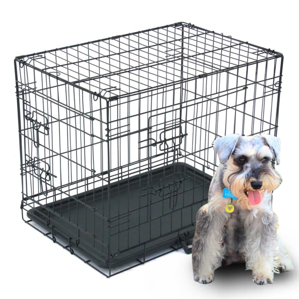 24-48 Inch Folding Dog Crate with Tray and Divider Panel Q253875