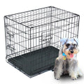 24-48 Inch Folding Dog Crate with Tray and Divider Panel Q253875