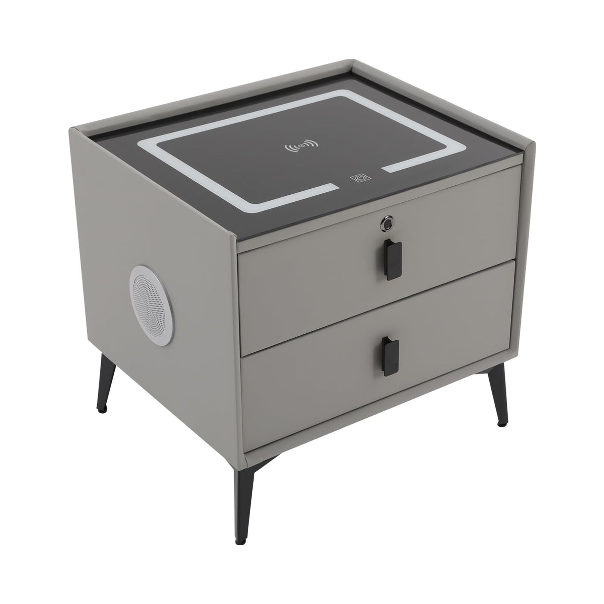 Light Grey Smart Nightstand with Wireless Charging W188120