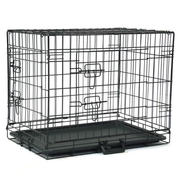 24-48 Inch Folding Dog Crate with Tray and Divider Panel Q253875