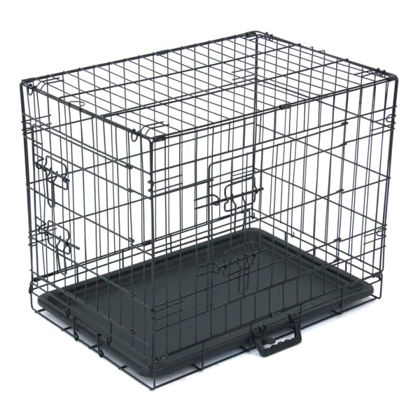 24-48 Inch Folding Dog Crate with Tray and Divider Panel Q253875