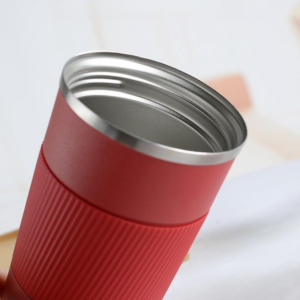 Stainless Steel Insulated Travel Coffee Mug Flip up Tumbler, Double wall Leak Proof Vacuum Cup Keep Drink Cold and Hot (Red, 17 Ounces) U212914