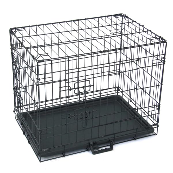 24-48 Inch Folding Dog Crate with Tray and Divider Panel Q253875