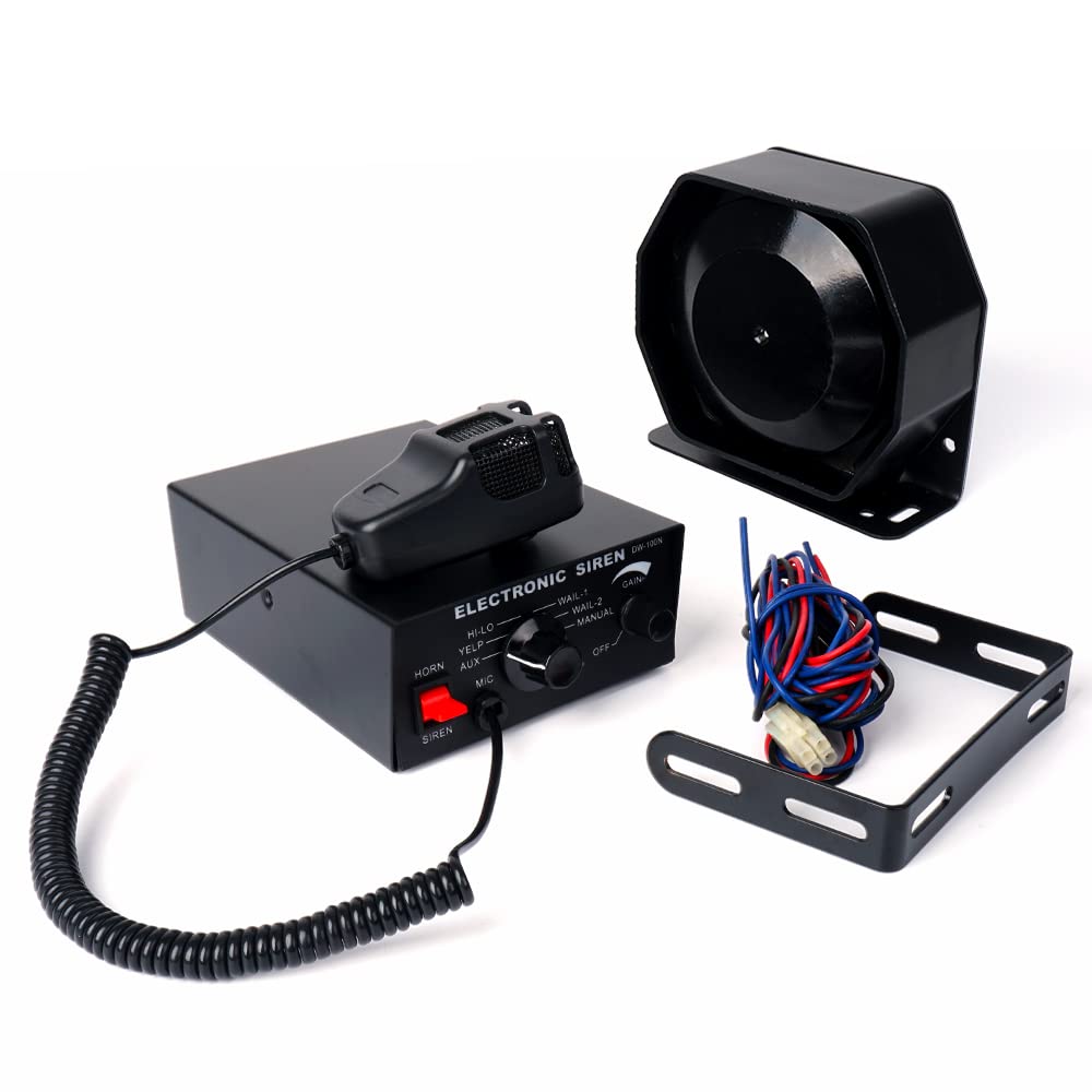 12V 100W 7 Tone Warning Speaker Siren Set with Microphone M37861