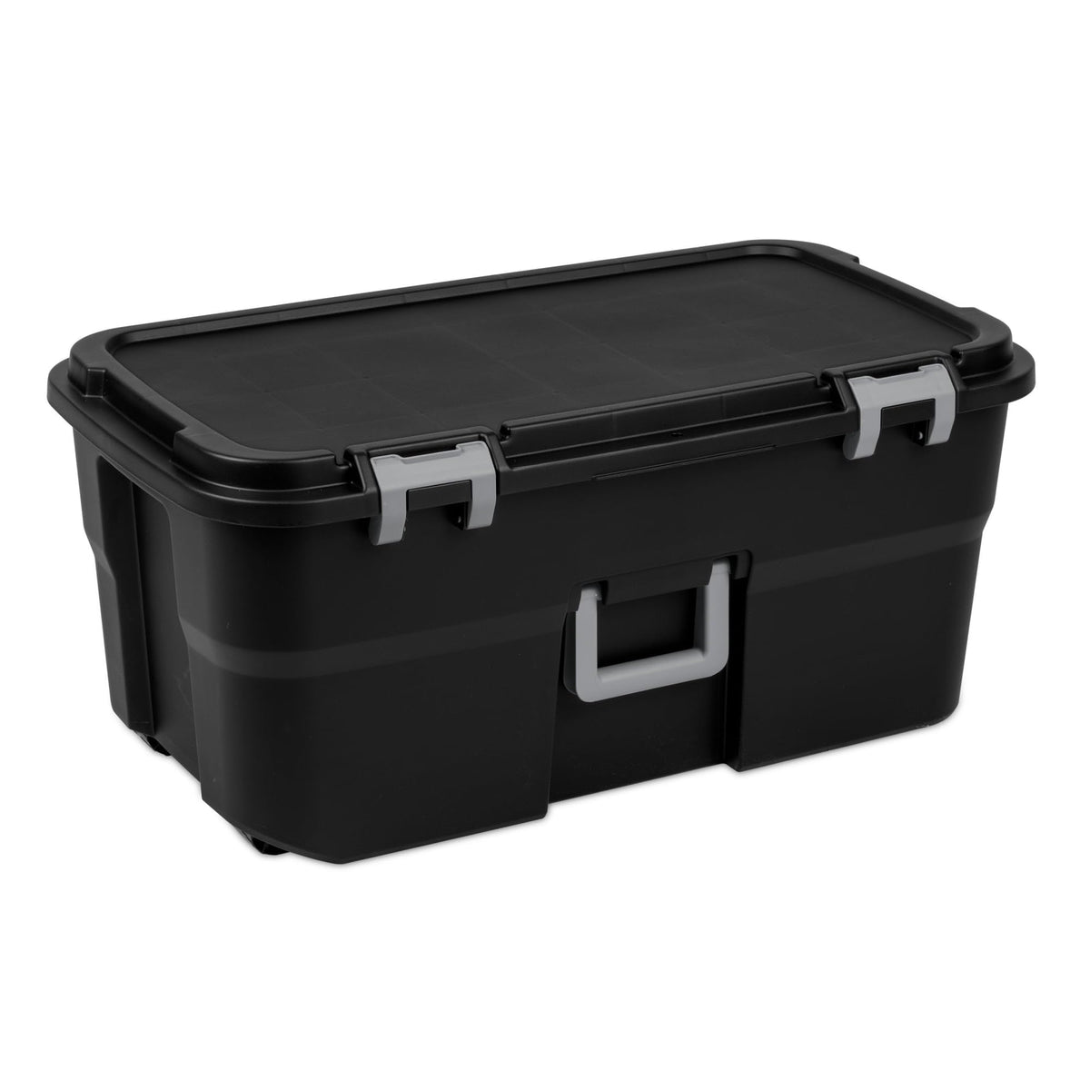 22 Gallon Black Wheeled Plastic Storage Trunk with Lockable Lid O762