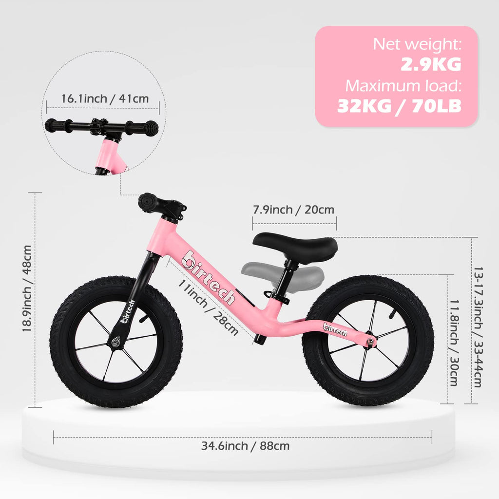 12" No Pedal Balance Bike with Inflatable Rubber Tires S7846