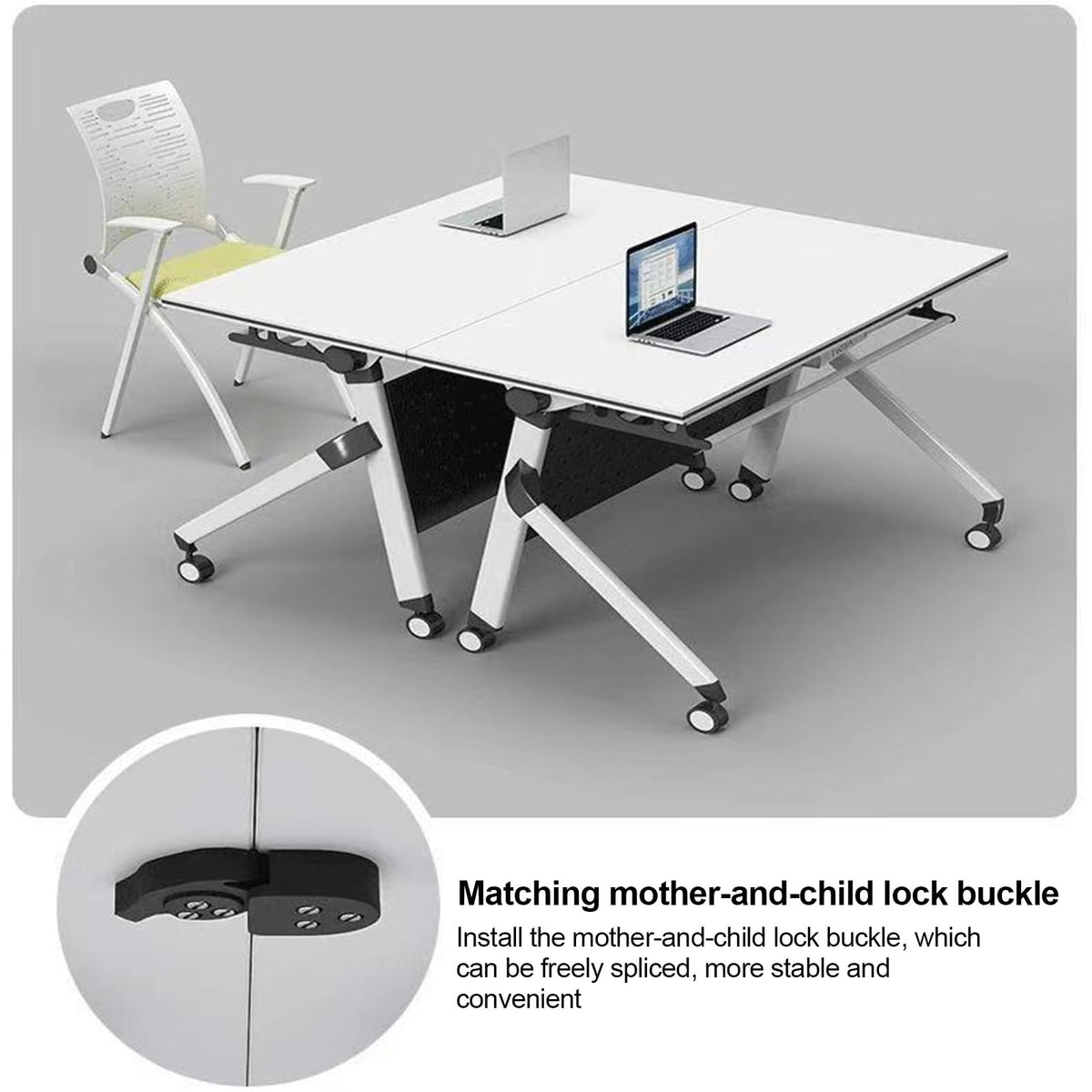 Folding Conference Table with Silent Wheels 120-180cm O479252