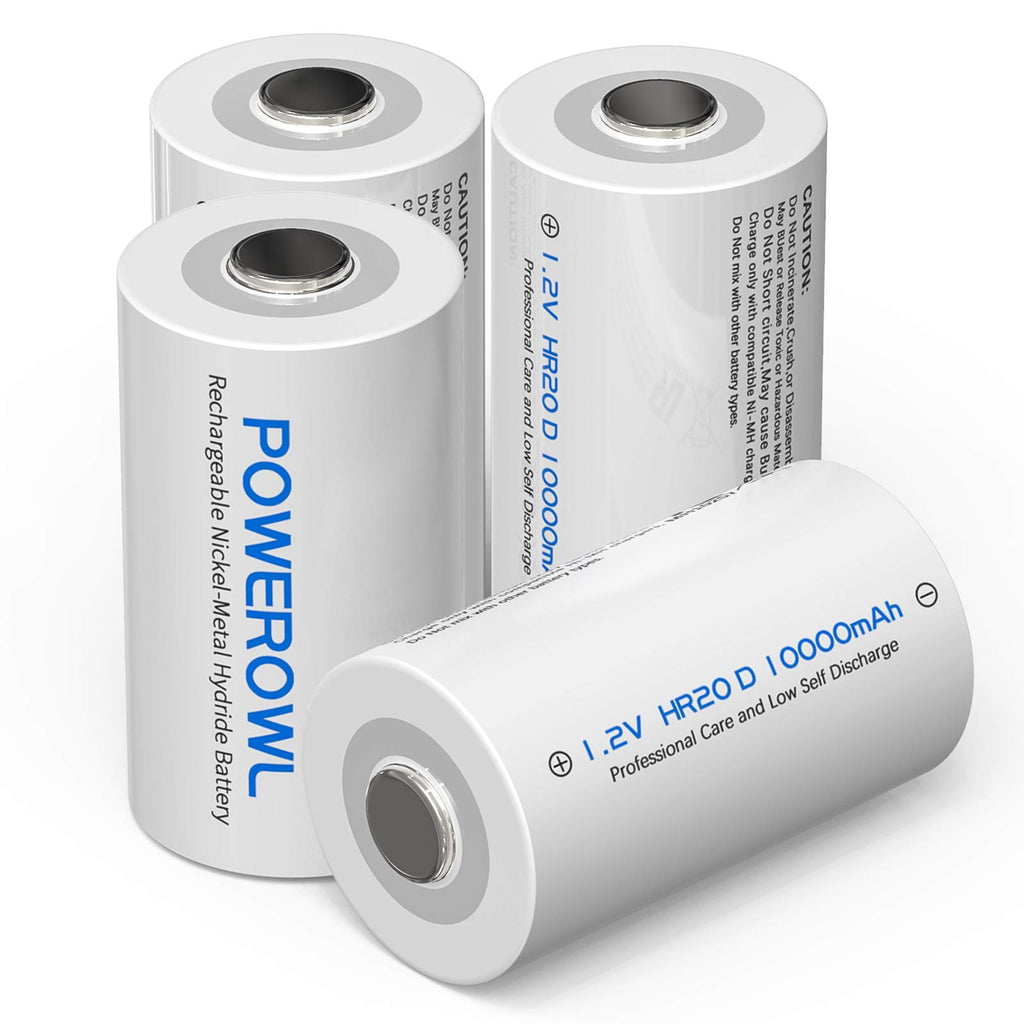 Rechargeable D Batteries 10000mah NiMH 4 Count L77329