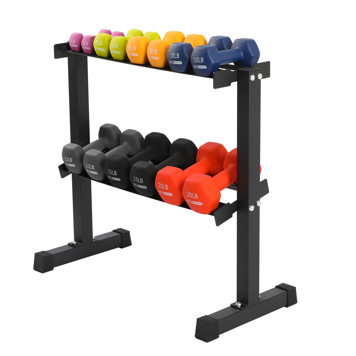 Neoprene Dumbbell Weights Set with Rack, 146 Lbs, Multicolor Y63190