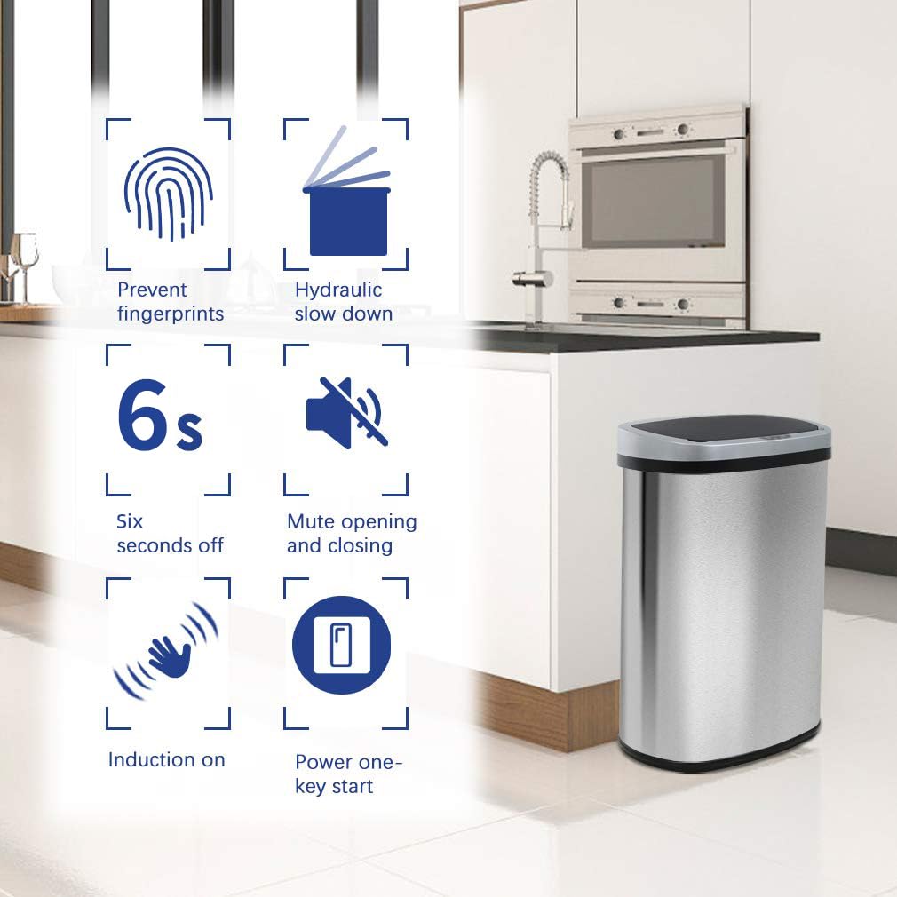 13 Gallon Stainless Steel Trash Can with Lid M842
