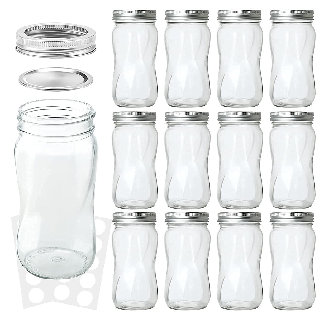 16oz Regular Mouth Mason Jars 12 Pack with Lids & Bands U887