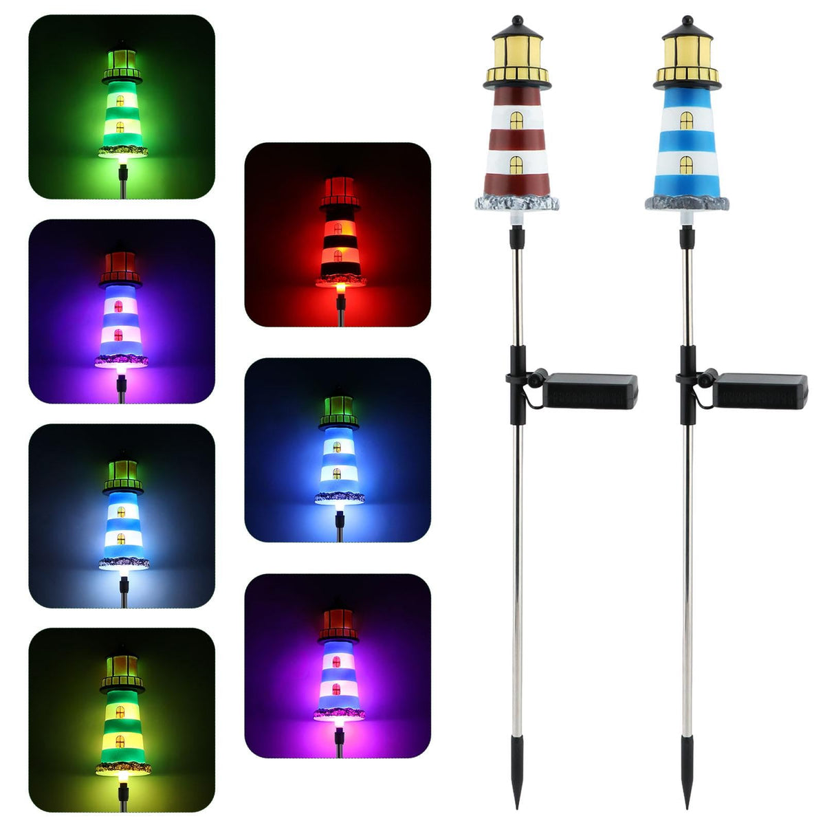 2 Pack 7 Color Changing Solar Garden Stake Lights Y5977