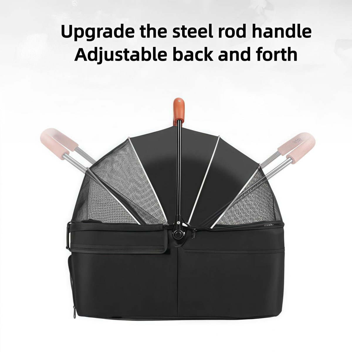 Black Foldable Pet Stroller with Storage Basket B613257