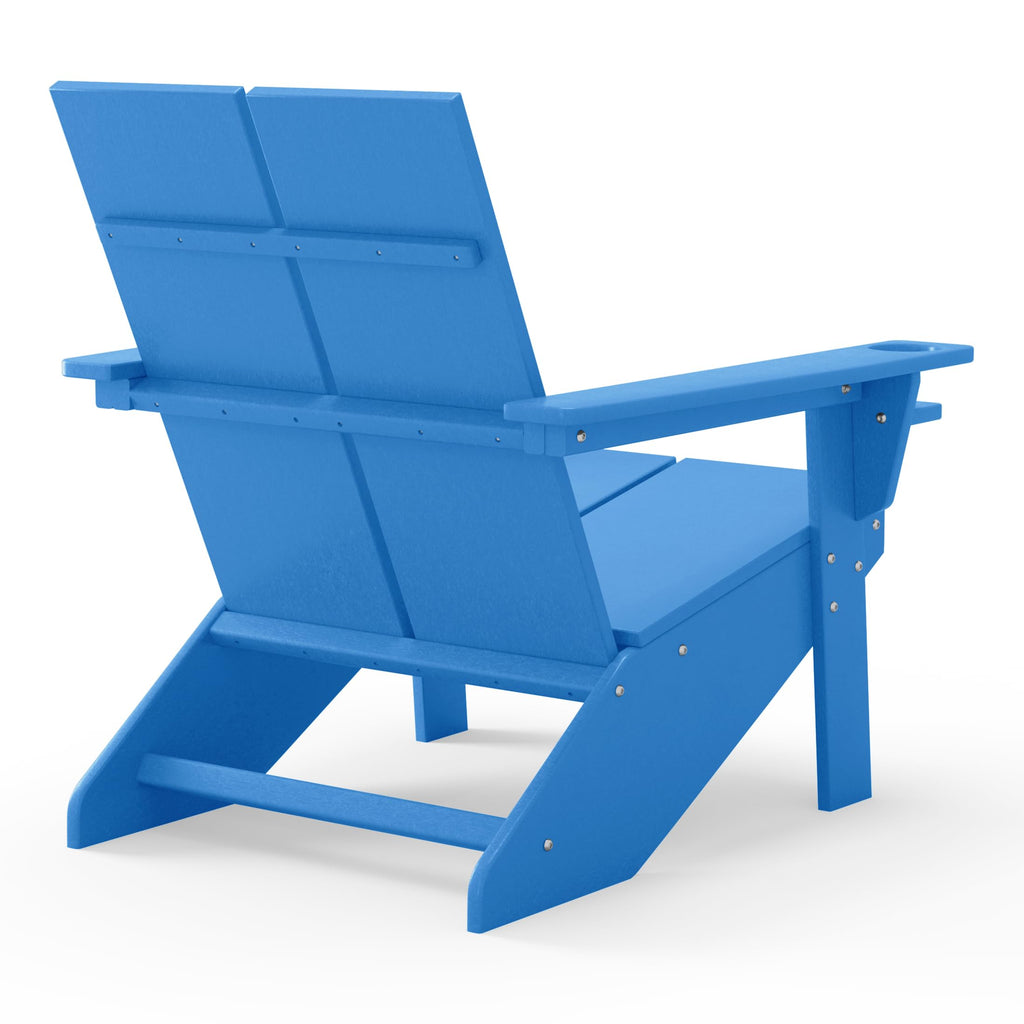 Pacific Blue HDPE Adirondack Chair with Cup Holder K865