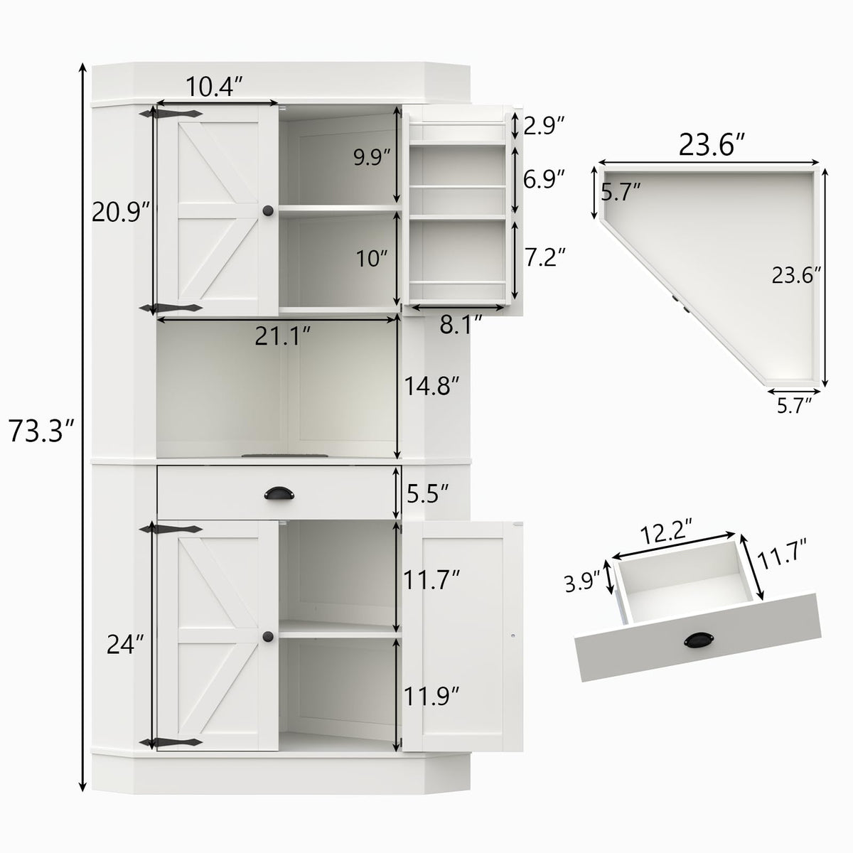 74" Corner Cabinet with Charging Station P20551