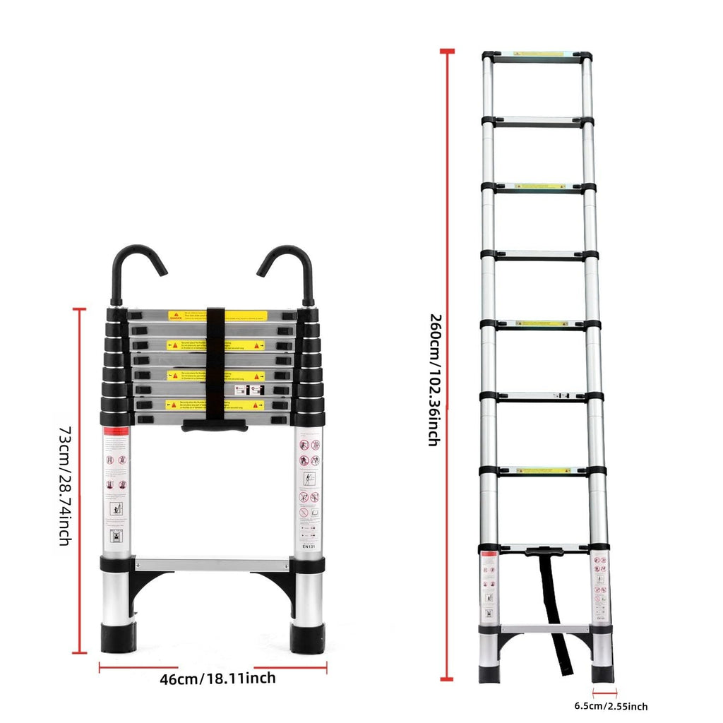 8.5 FT Aluminum Telescoping Ladder 330lbs W902