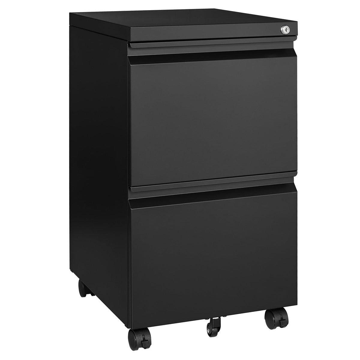 2 Drawer Black Metal Mobile File Cabinet with Lock U31044