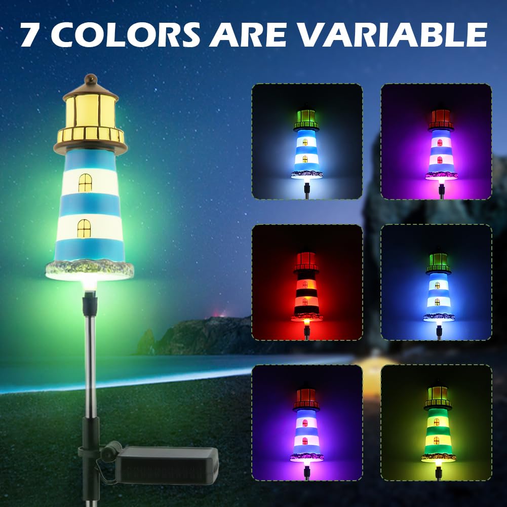 2 Pack 7 Color Changing Solar Garden Stake Lights Y5977