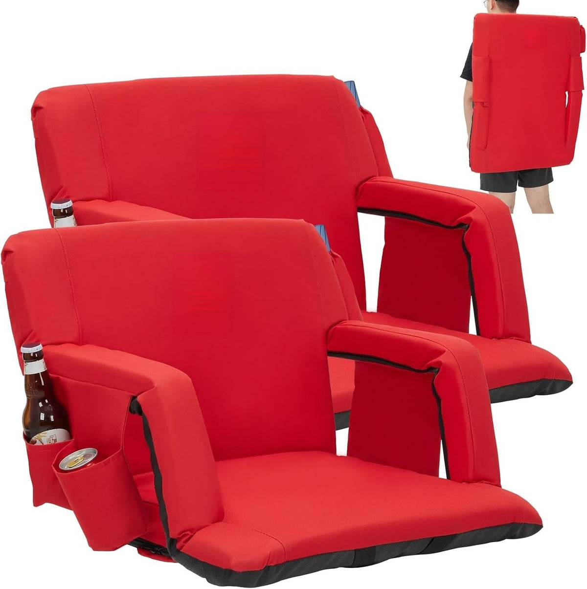 2 PCS Portable Folding Stadium Bleacher Chair Y593