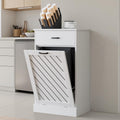 White 13 Gallon Tilt Out Wooden Trash Can Cabinet with Drawer S226580