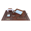Rustic Brown Leather Desk Set, 8-Piece P595