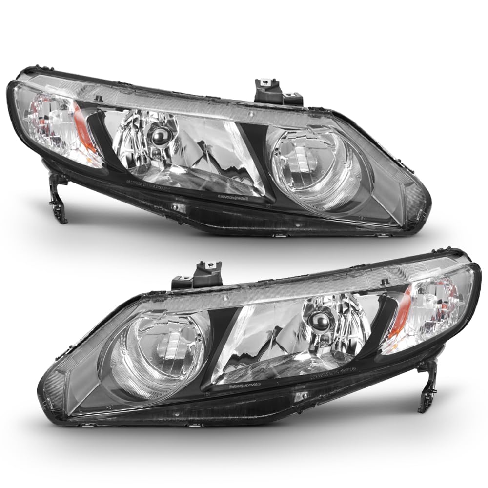 Black Housing Headlights Headlamps Assembly Pair C209190