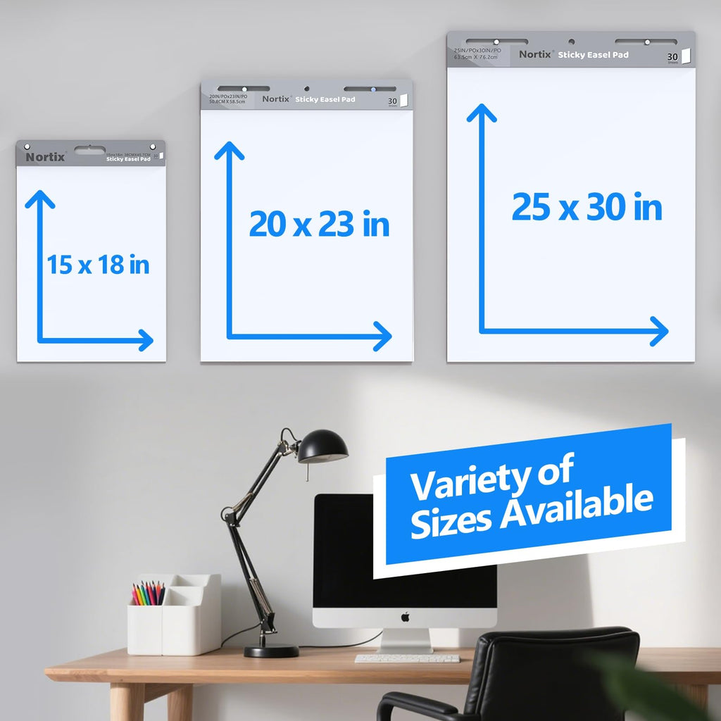 Flip Chart Paper, Sticky Easel Pads, 25 x 30 inch, 30 Sheets/Pad, 3 Pads C96284
