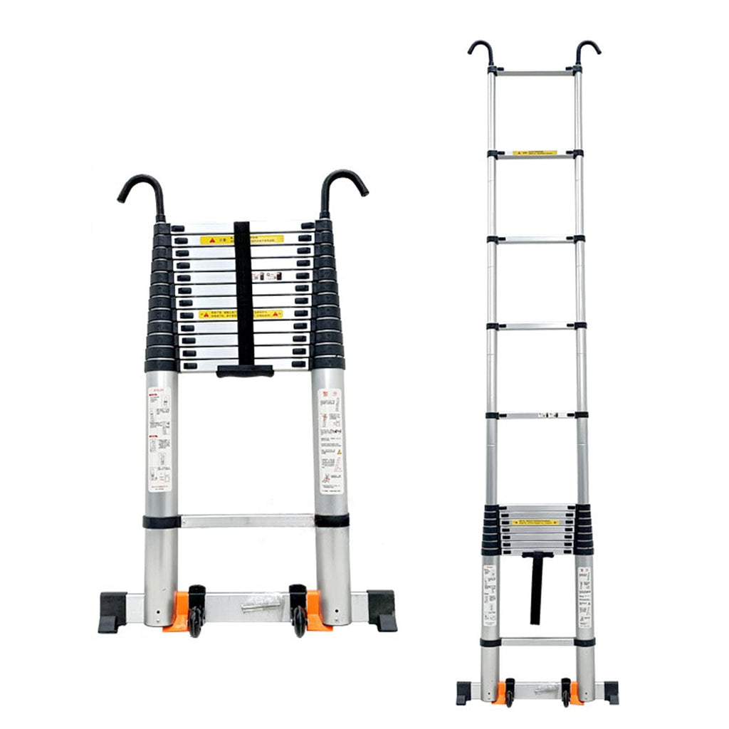Telescopic Ladder 20ft/23ft/26ft Aluminum with Hook & Stabilizer Bar G308156