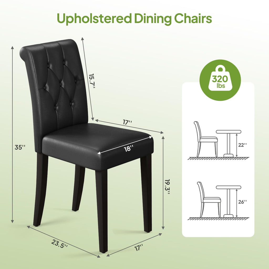 Upholstered Dining Chairs Set of 4 Tufted Wood Legs Jet Black V71682