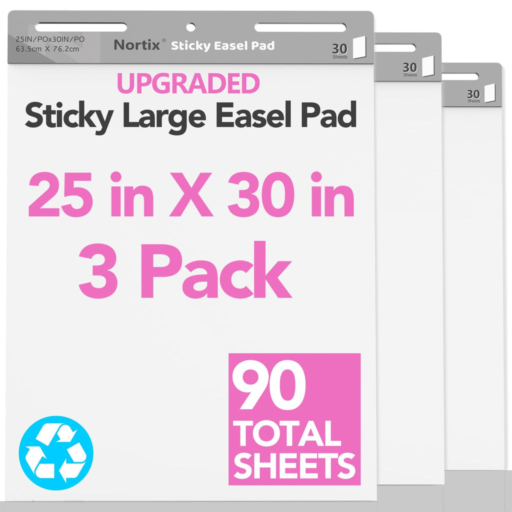 Flip Chart Paper, Sticky Easel Pads, 25 x 30 inch, 30 Sheets/Pad, 3 Pads C96284