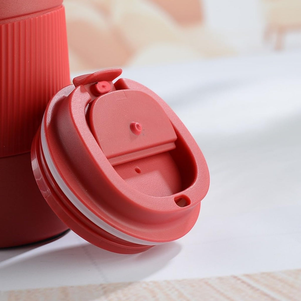 Stainless Steel Insulated Travel Coffee Mug Flip up Tumbler, Double wall Leak Proof Vacuum Cup Keep Drink Cold and Hot (Red, 17 Ounces) U212914
