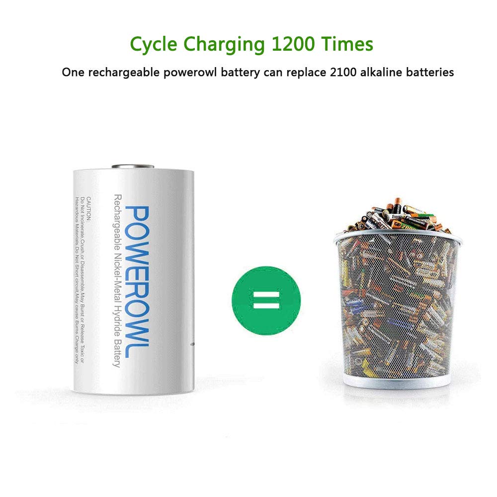 Rechargeable D Batteries 10000mah NiMH 4 Count L77329