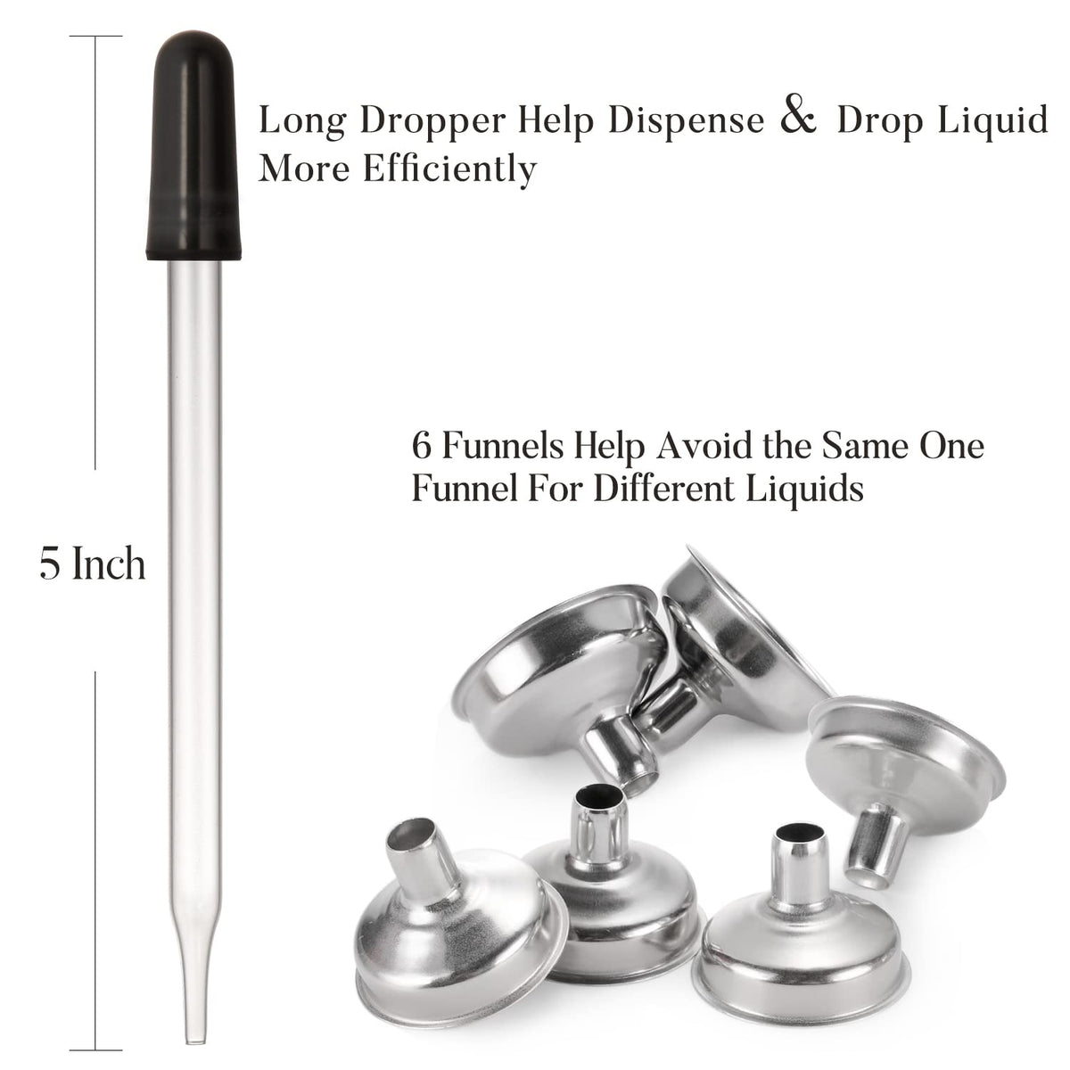 2 oz Dark Amber Dropper Bottles with Funnels R92044