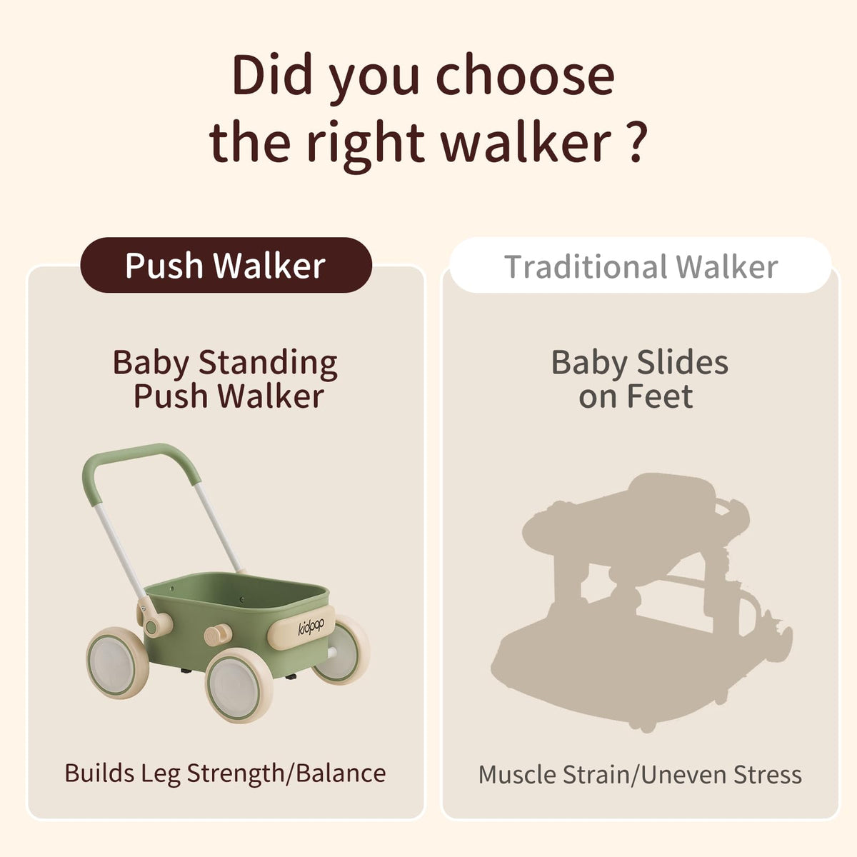 Baby Push Walker with Wheels Green A36269
