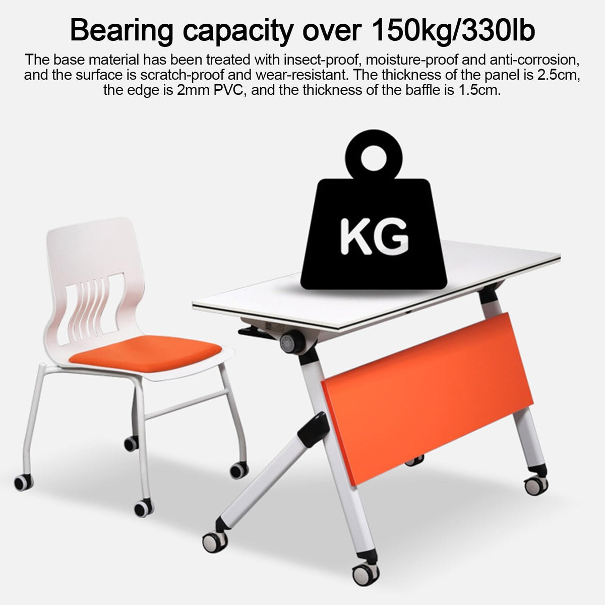 Folding Conference Table with Silent Wheels 120-180cm O479252