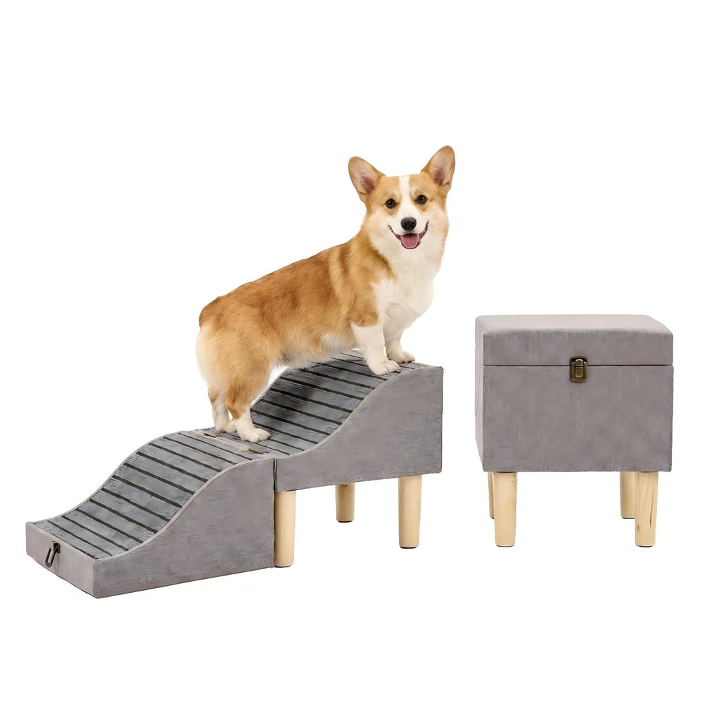 Foldable Pet Stair 2-in-1 Gray L985