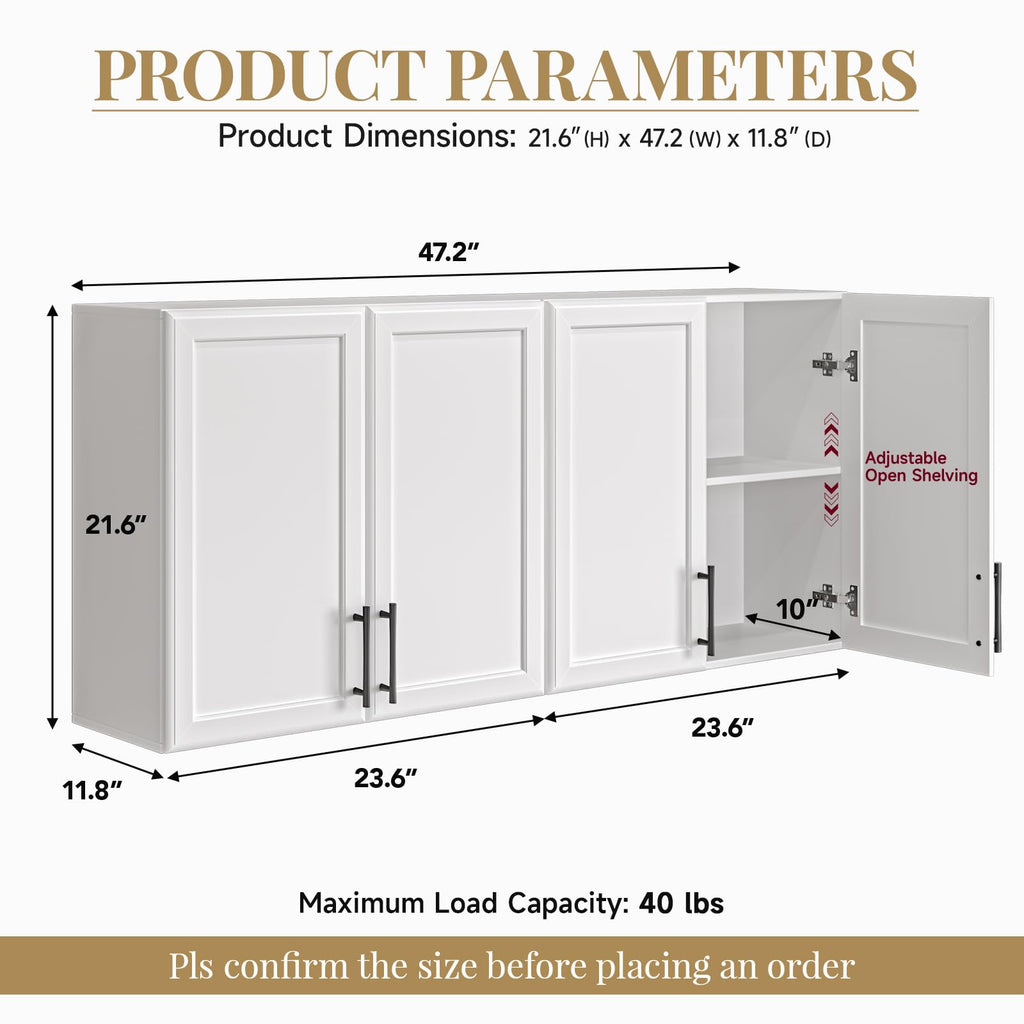 47" White Wall Mounted Laundry Cabinet Set of 2 U81116