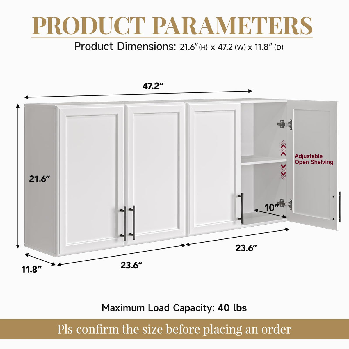 47" White Wall Mounted Laundry Cabinet Set of 2 U81116
