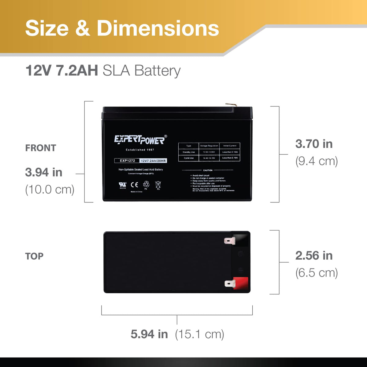 12V 7.2Ah SLA Battery with F2 Terminals X597958