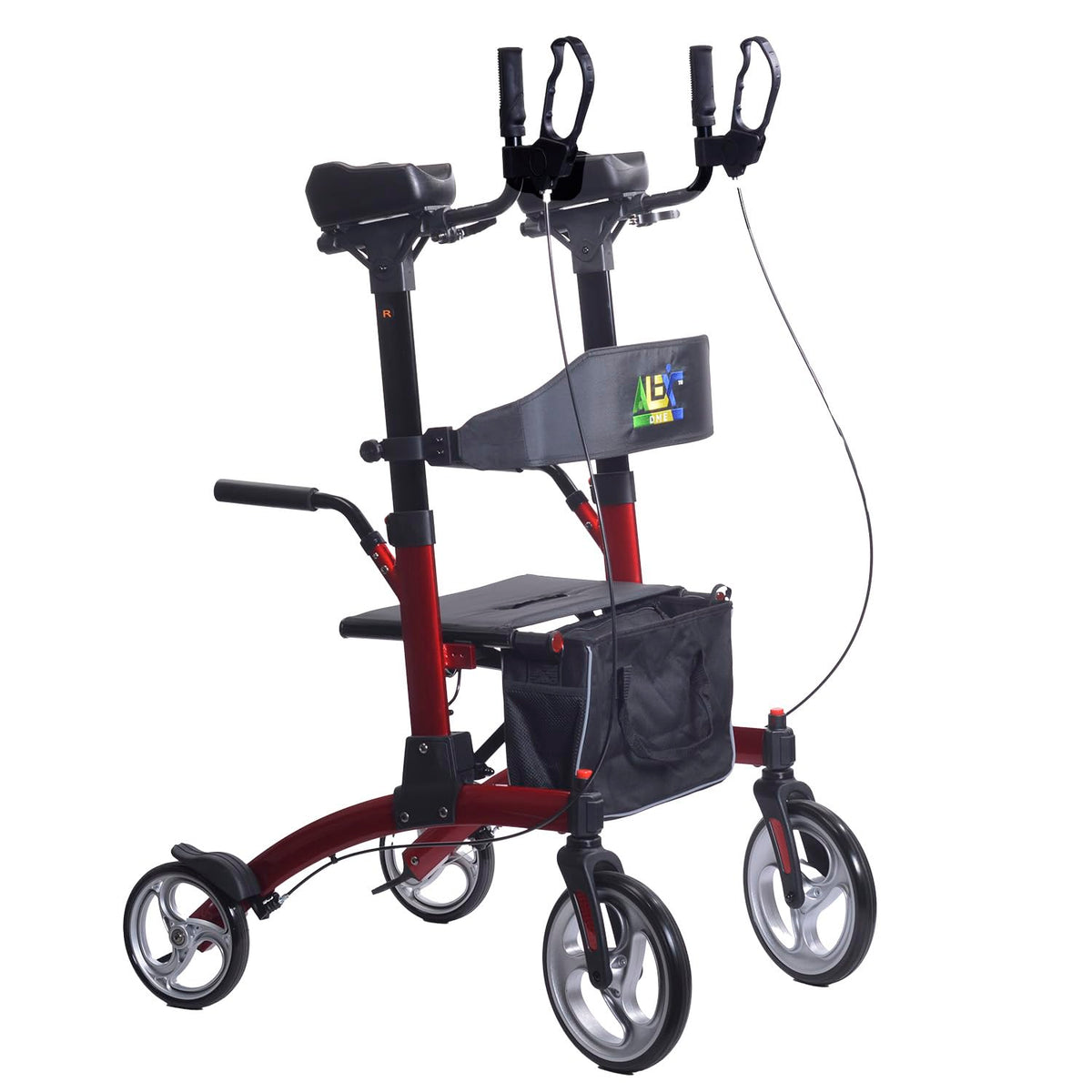 Red Aluminum Rollator with Loop Brakes G806