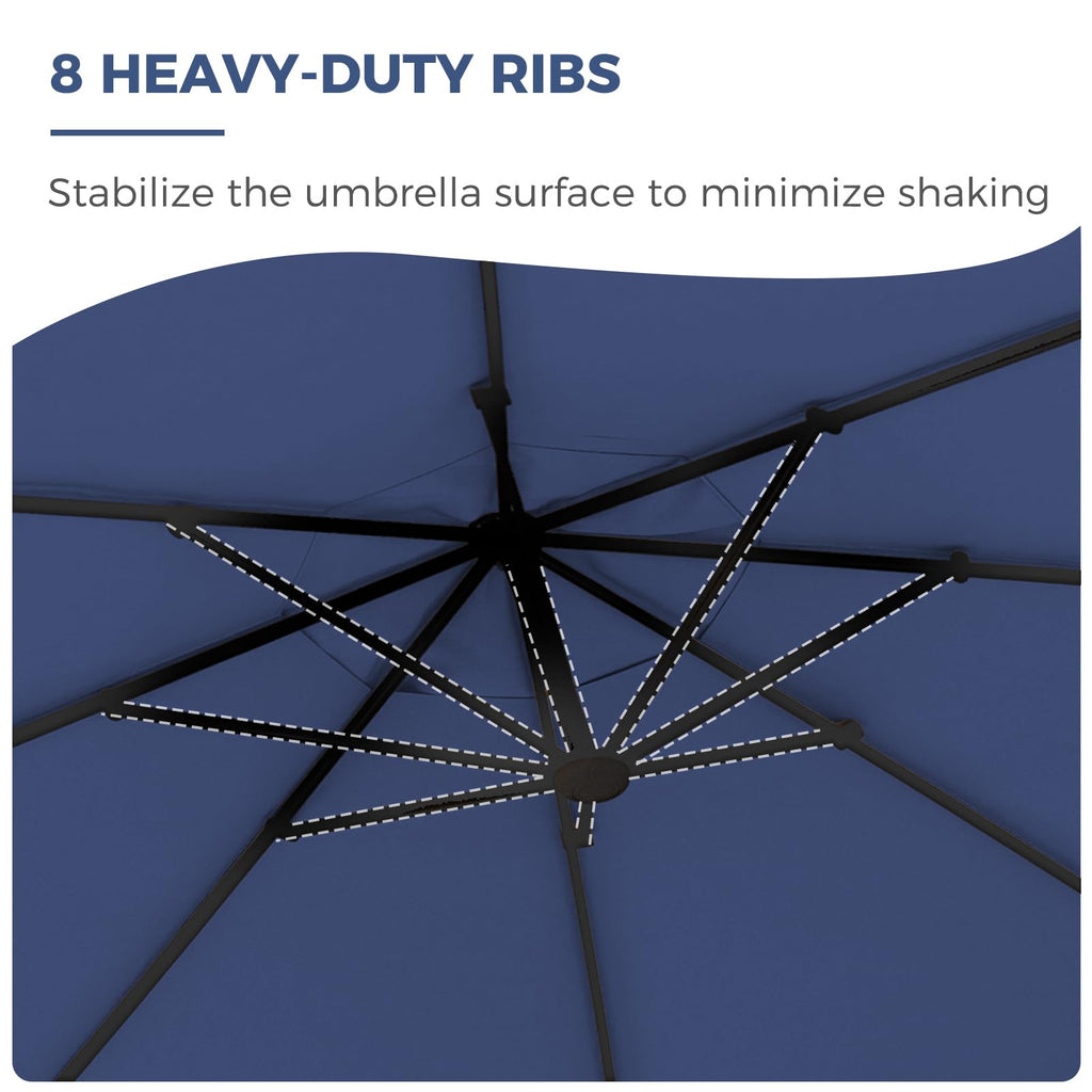 12FT Cantilever Round Umbrella with Base & Cover Navy Blue V5950