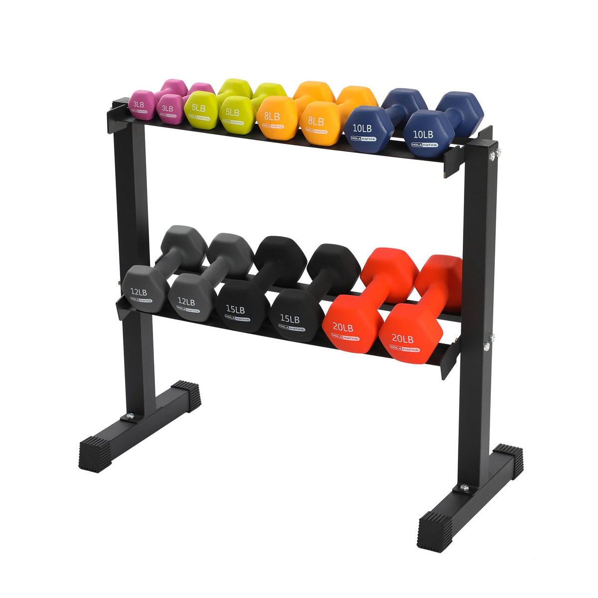 Neoprene Dumbbell Weights Set with Rack, 146 Lbs, Multicolor Y63190