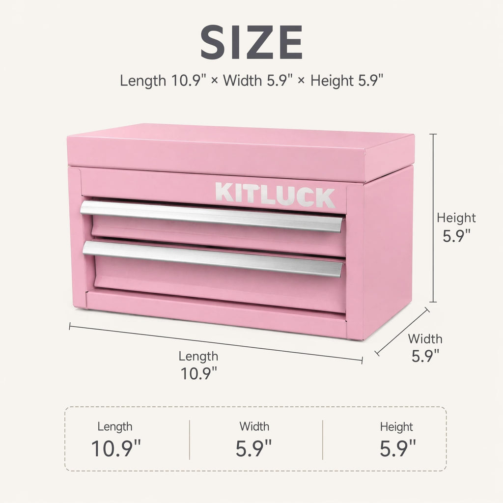 Pink 2-Drawer Metal Tool Box A206294