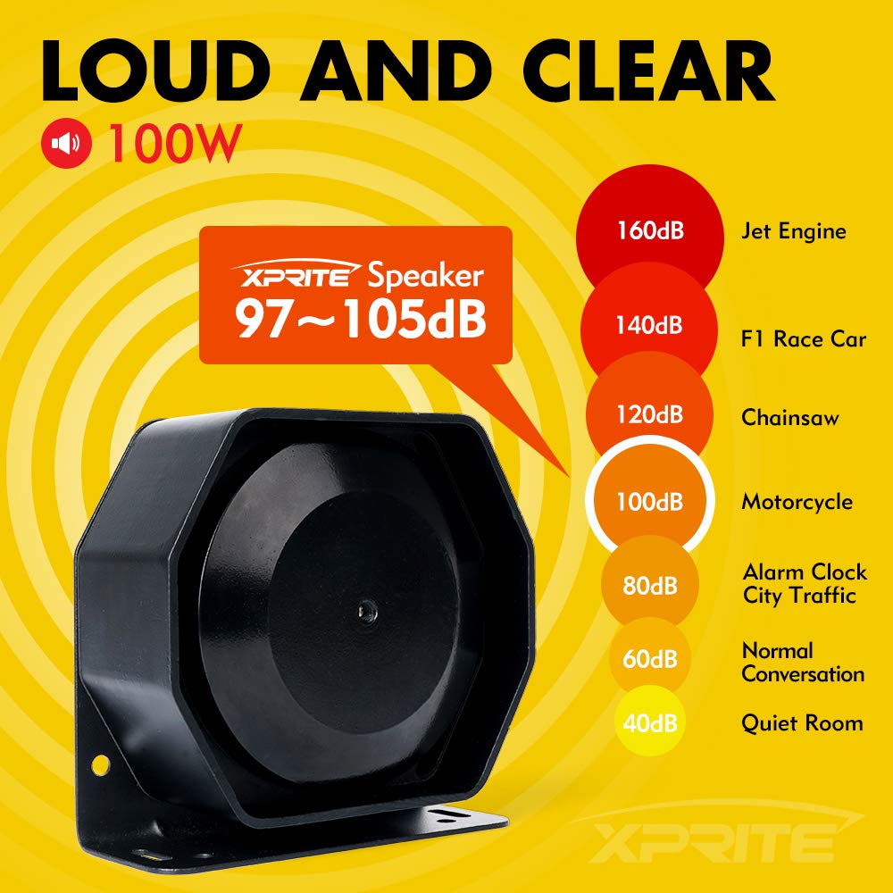 12V 100W 7 Tone Warning Speaker Siren Set with Microphone M37861