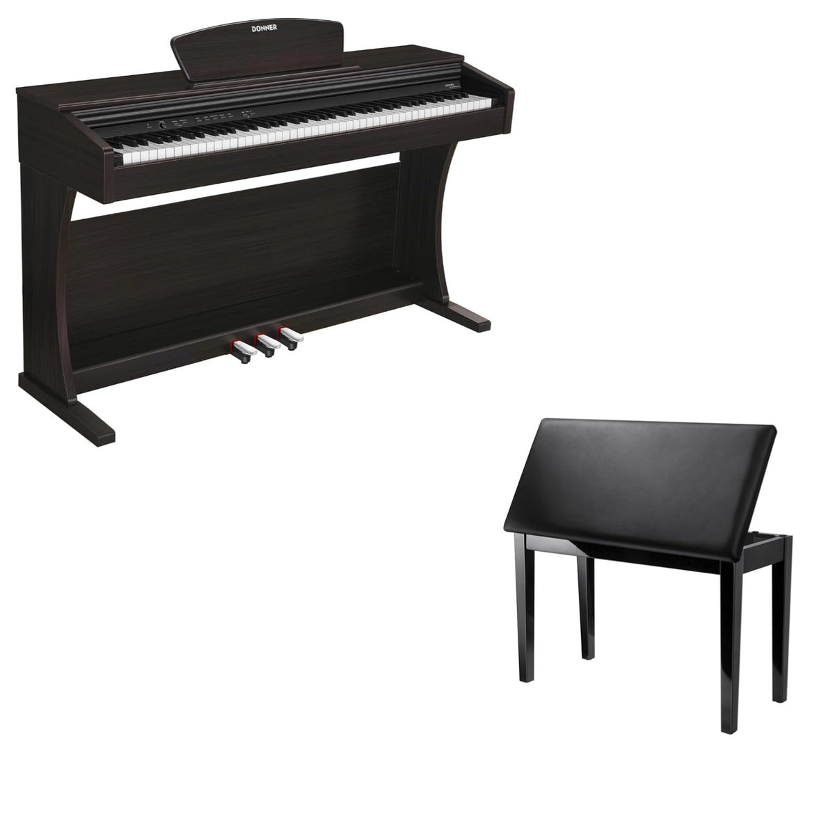 88 Graded Hammer Action Weighted Keys Digital Piano with Storage Piano Bench U272913