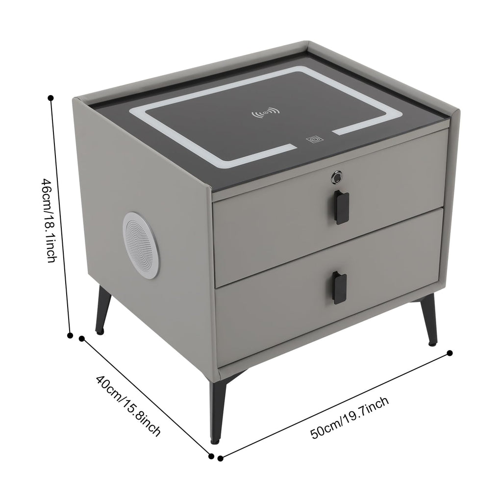 Light Grey Smart Nightstand with Wireless Charging W188120